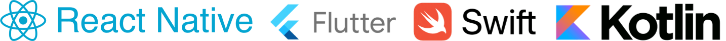 React, JavaScript, Java, Node and PHP logos